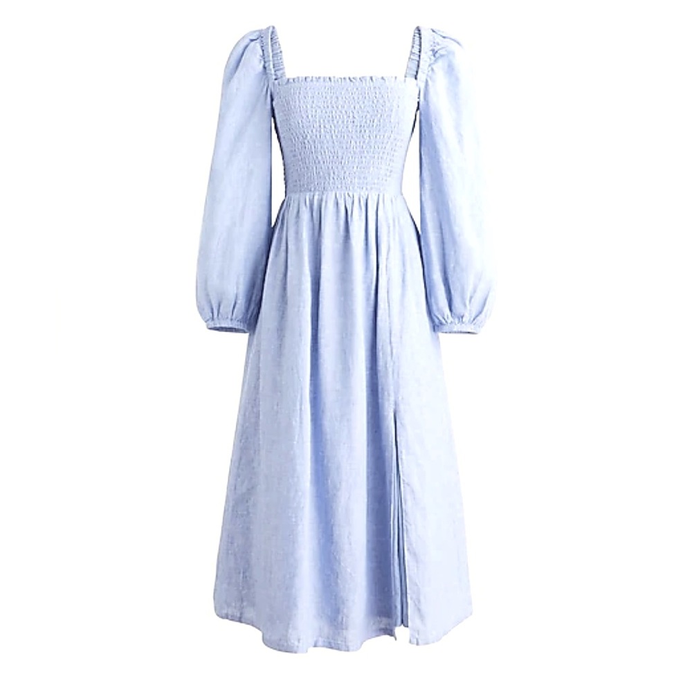 J.Crew Ruffle Slit Dress in Linen